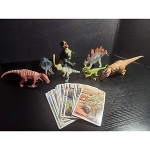 Wild Republic K&M International Dinosaur Figure Lot 2004 with Fact Cards‎ 7pc